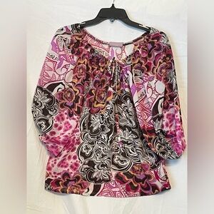 Romeo & Juliet Couture Printed Boho‎ Blouse